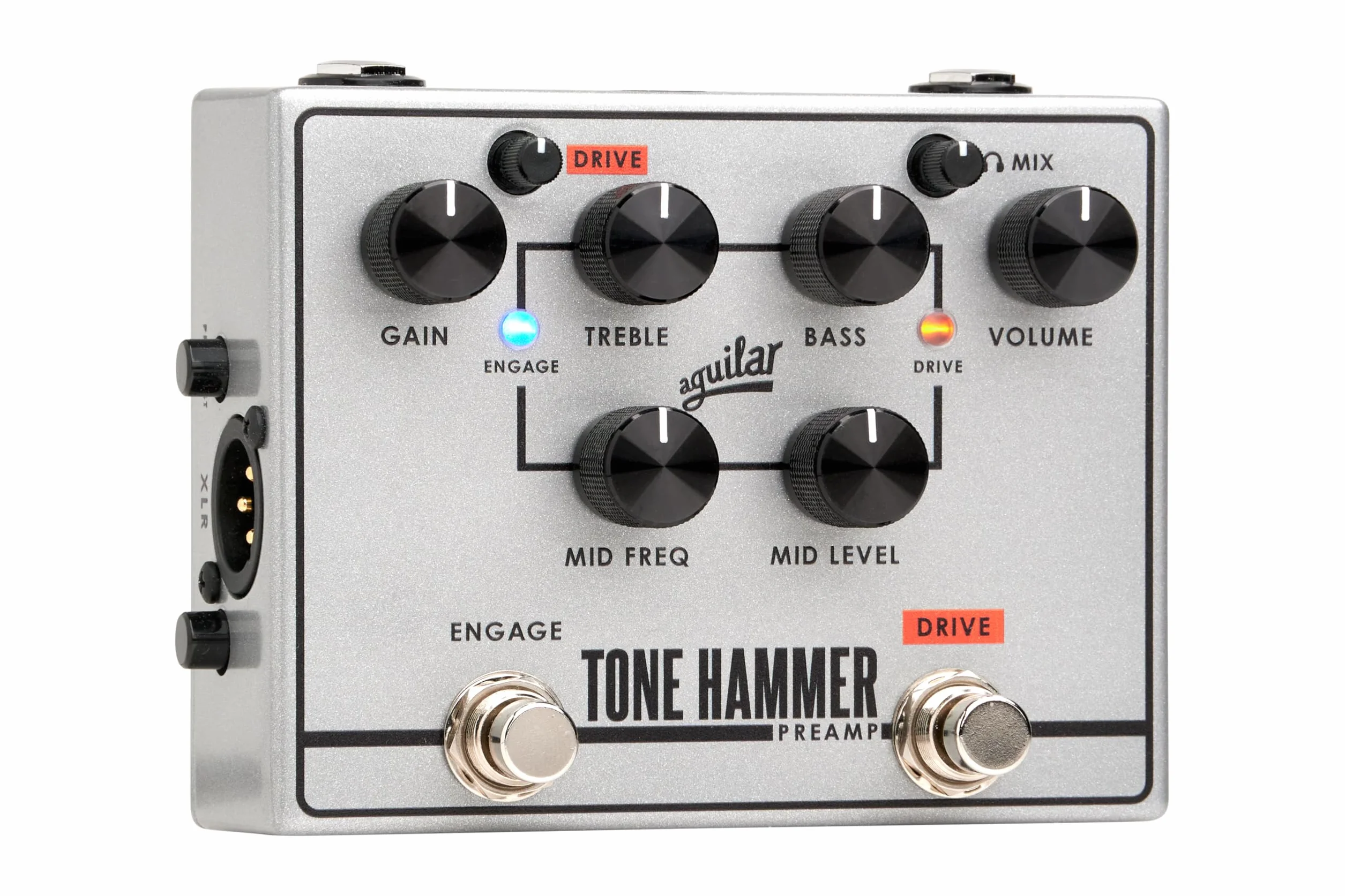 Aguilar - Tone Hammer Preamp Pedal V2, Preamplificatore e DI Box, Versatile e Compatto, Con Circuitazione Aggiornata, Uscita per Cuffie, Ingresso Aux