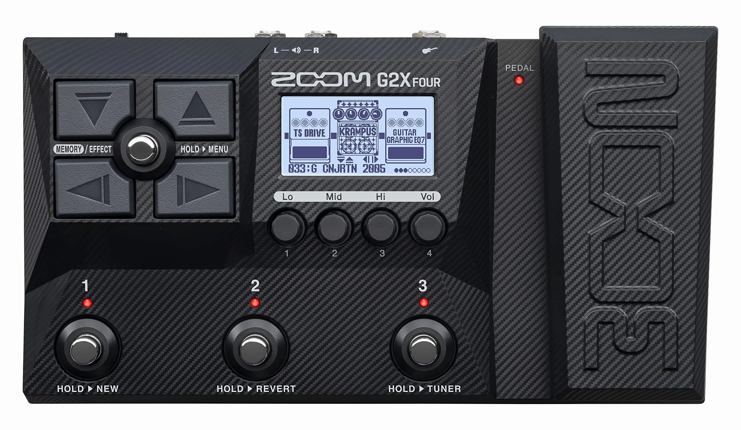 Zoom - G2X FOUR - Pedaliera multieffetto per chitarra con pedale di espressione, IR multistrato, oltre 75 effetti incorporati, looper, sezione ritmica, sintonizzatore, interfaccia audio, leggero