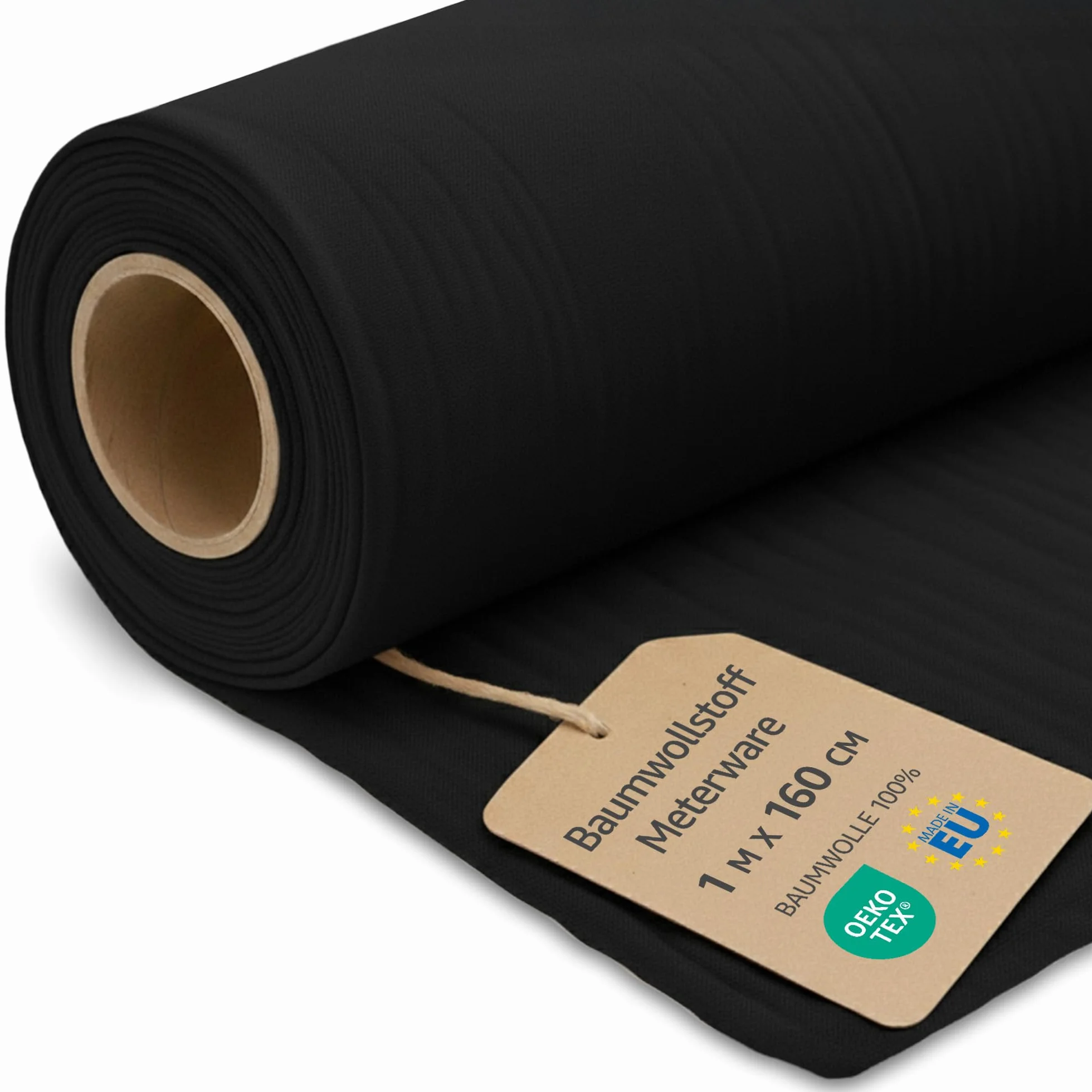 Tessuto al metro cotone 1M x 160 cm - Tessuti e stoffe per cucito creativo decorazione e fai da te Stoffa ideali per abbigliamento arredamento Oeko-Tex 2. Nero