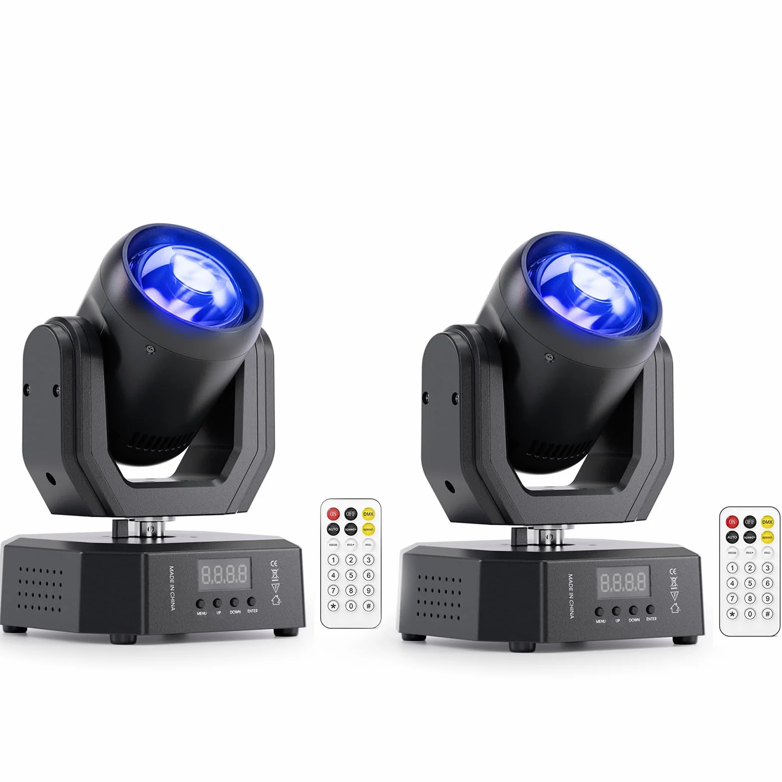 2 pezzi Mini Teste Mobili LED 30W Beam uce da Palcoscenico con Telecomando 5 modalità controllo Stroboscopico DMX512 Luci Palcoscenico per Natale Club DJ Discoteca Festa