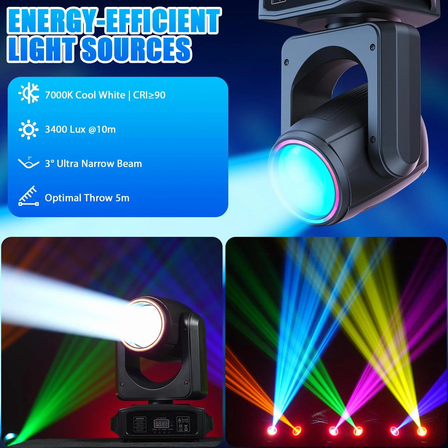 150W Teste Mobile LED Luce da Discoteca Luci Palco con 8 Gobo 18 Prisma DMX512 Controllo per palcoscenico discoteca festa matrimonio Natale Halloween
