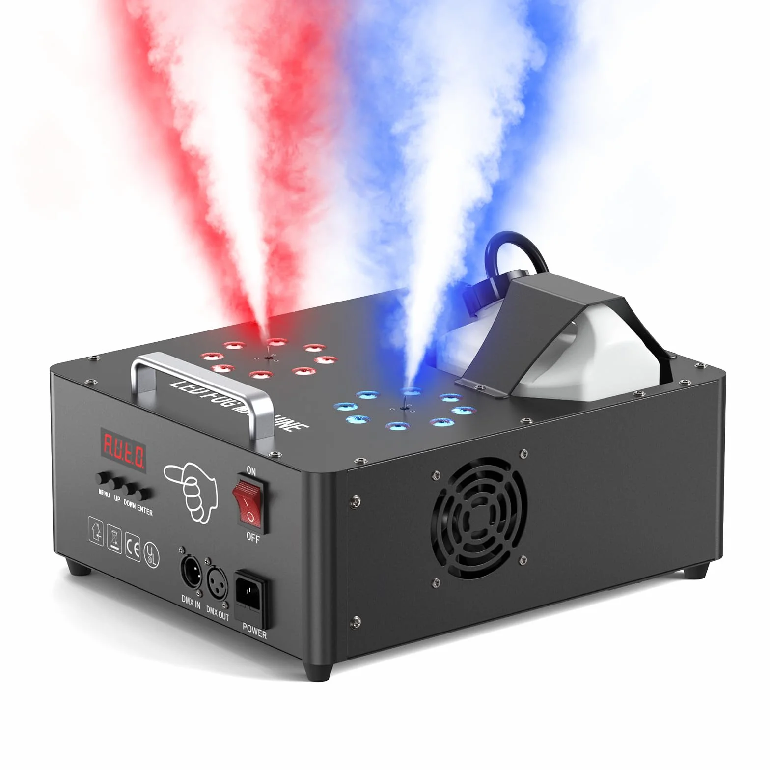 2000W Macchina del Fumo con 8+8 RGB Luci LED e Telecomando Wireless, Macchina Fumo Discoteca Fog Machine con Controllo d-mx512 per Halloween DJ Feste Nozze Natale e Effetti su Palco