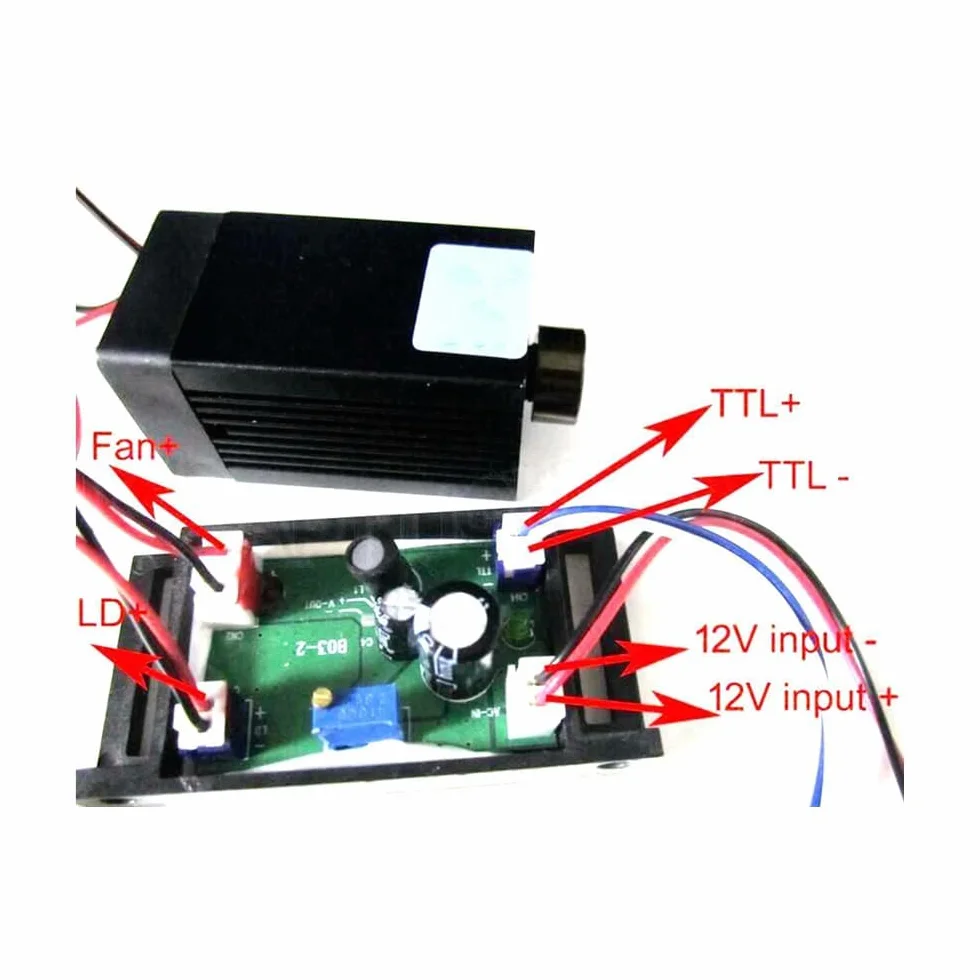 1000mW~1200mW 1W 450nm 445nm Blu Diodo Laser Dot Module w/Driver Out Incisione CNC/TTL