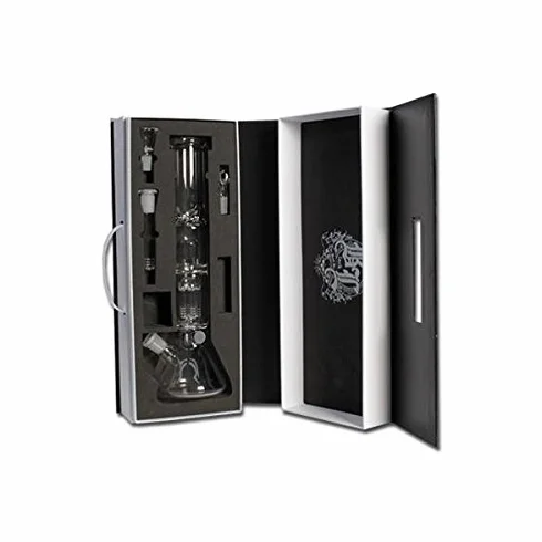Black Leaf Ice Bong in Vetro 36cm per Erbe e Oli con Valigetta
