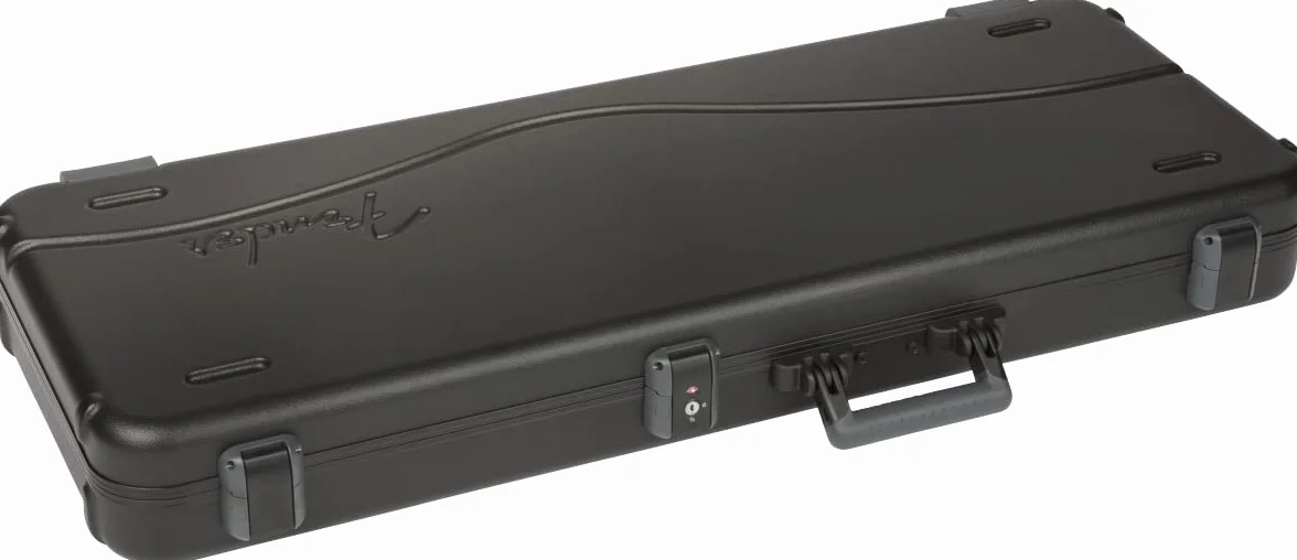 Fender Deluxe Custodia Rigida per Chitarra Elettrica, Su Misura per Stratocaster e Telecaster, Protezione Robusta, Leggera, Manico Ergonomico, Finitura di Alta Qualità, Interno Sicuro, Nera