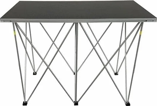 NLIGHTING® Tavolo DJ Portatile Professionale per Console DJ Postazione DJ con Base Raiser Pieghevole e Richiudibile a Ragno, in alluminio nero e grigio