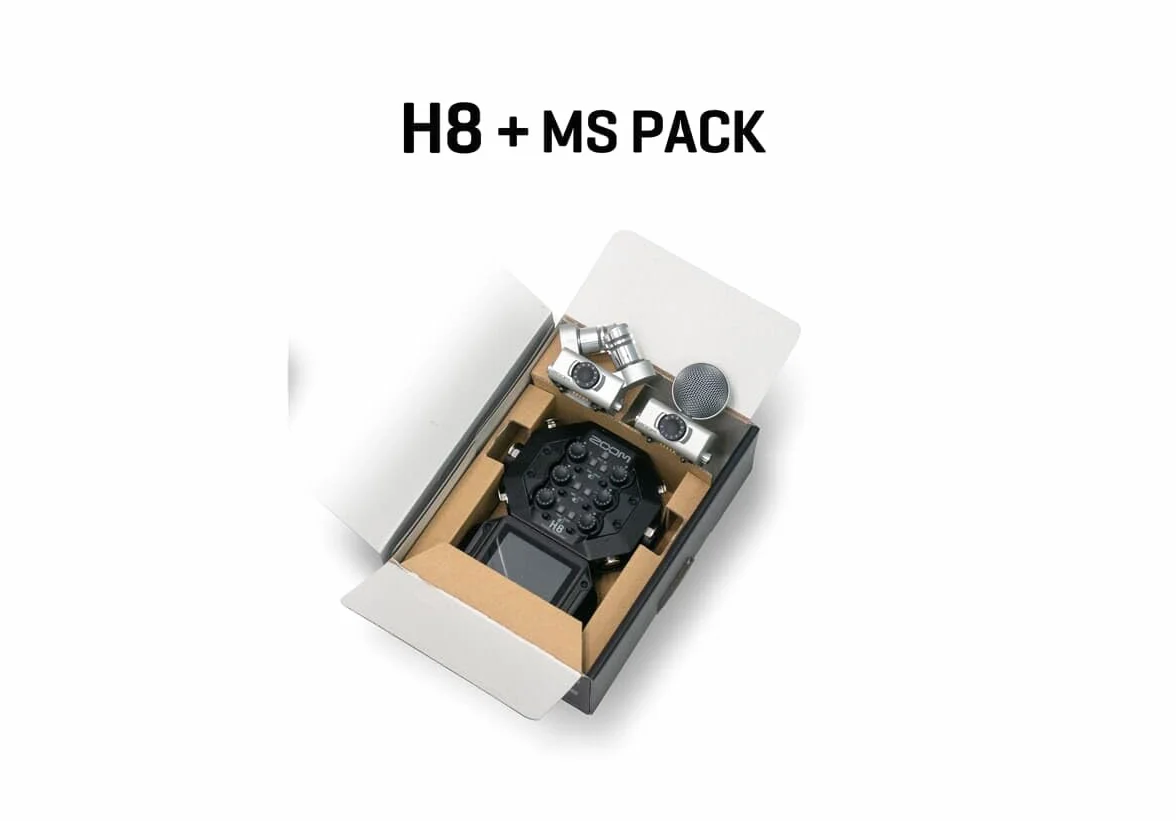 Zoom - H8+MS Pack - Registratore per telefono cellulare edizione speciale limitata H8 con capsule per microfono XYH-6 e MSH-6 in argento, adatto ad ogni tipo di registrazione, nero e argento