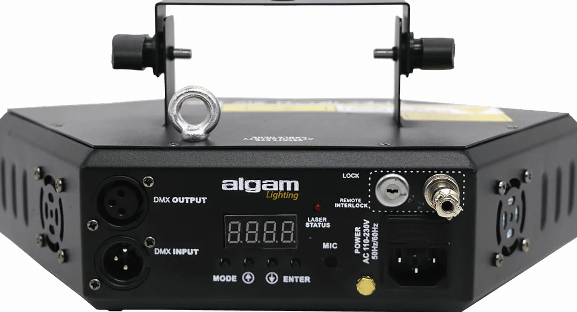 ALGAM LIGHTING - SPECTRUM SIX RGB - Laser d'Animazione 6 Raggi 360mW RGB - Laser Class 3B - IP20-300 x 210 x 140 mm