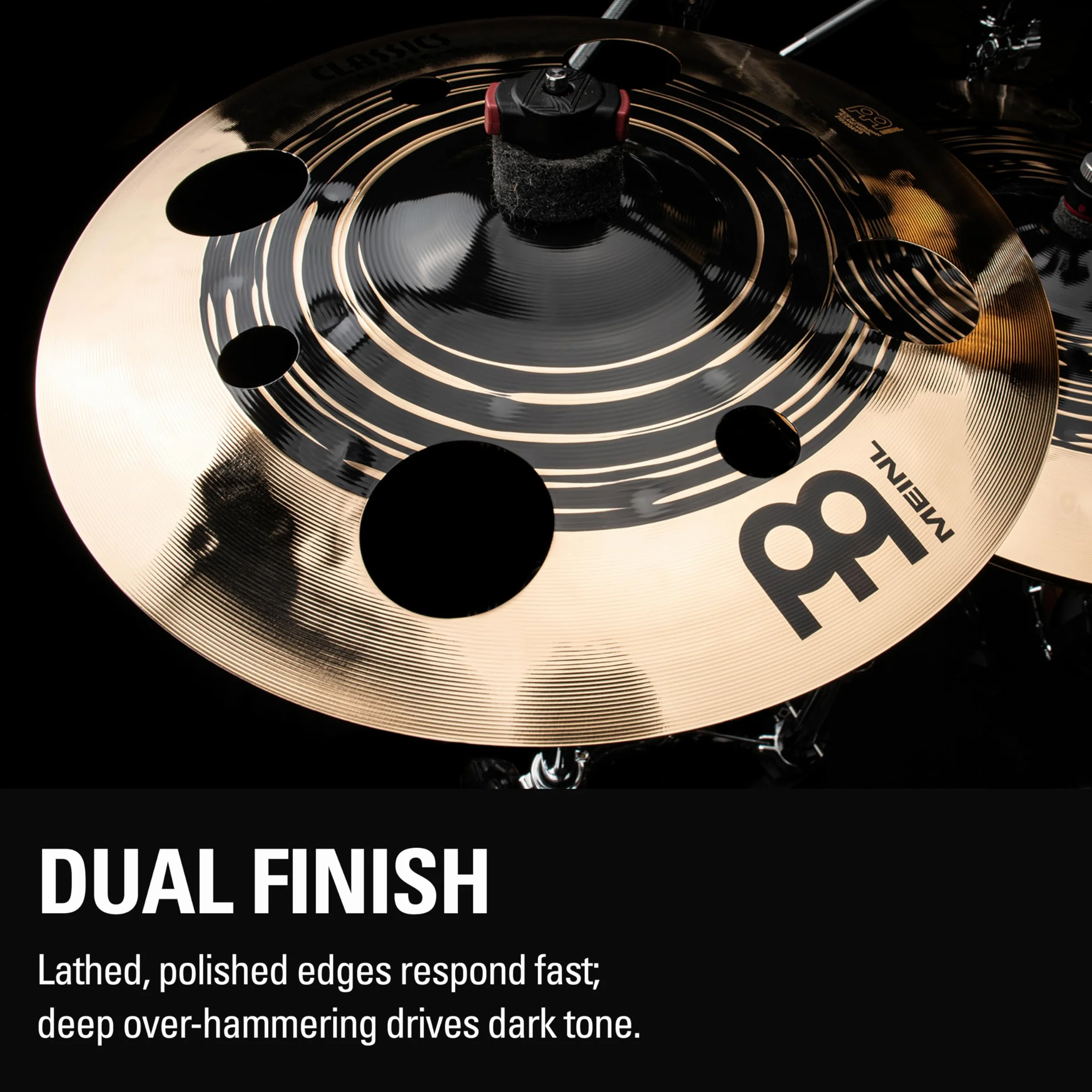 Meinl Cymbals Classics Custom Dual Piatto Trash Splash con fori 12 pollici (30,48cm) per Batteria - Bronzo B12, Finitura Scura e Brillante - Prodotto in Germania (CC12DUTRS)