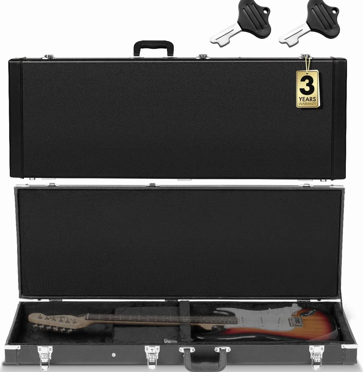 CAHAYA Custodia Rigida Chitarra Elettrica: Borsa Rigida Chitarra Elettrica Stratocaster Telecaster con Compartimento Interno Astuccio Chitarra Elettrica ST per Principianti Musicisti CY0209