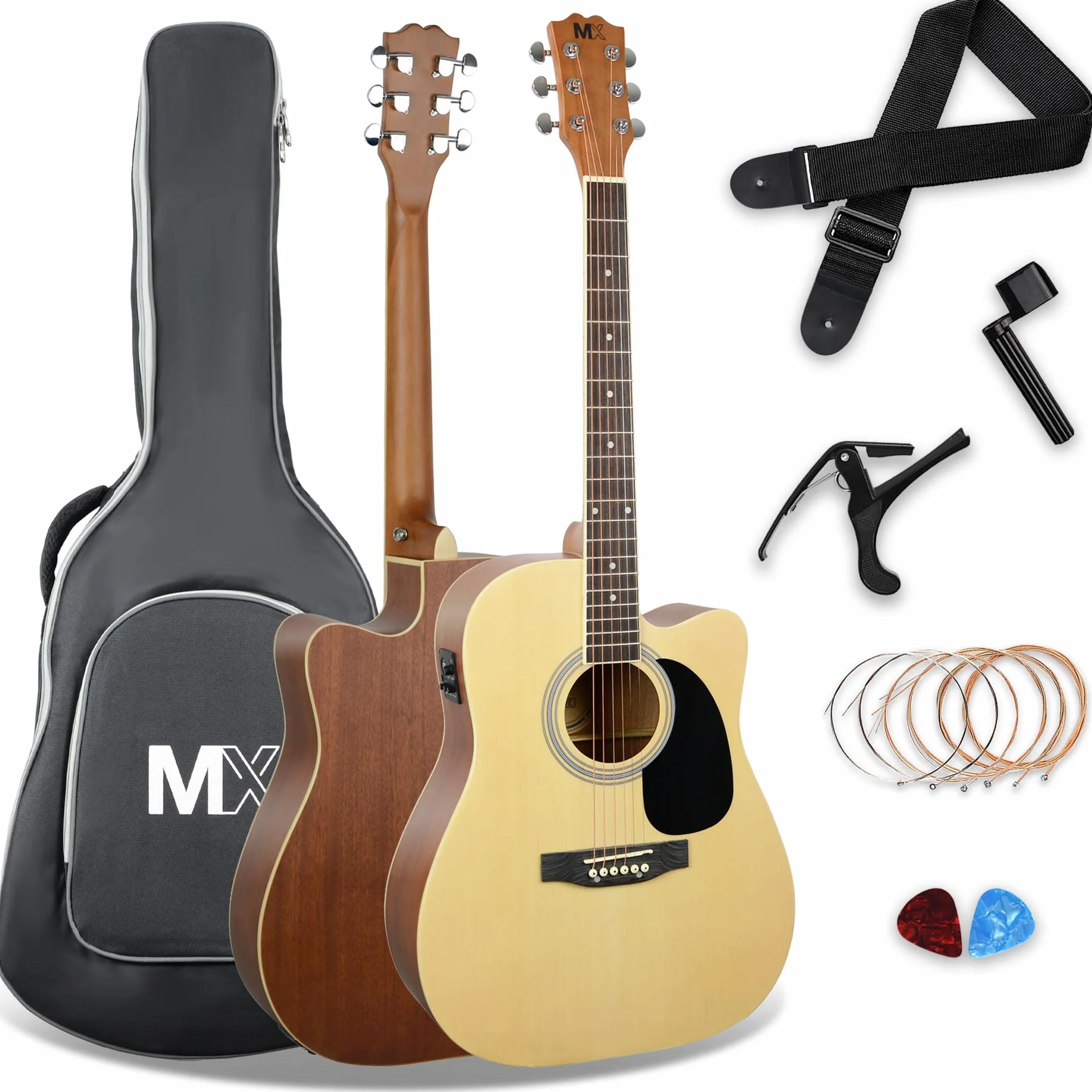Pacchetto MX per chitarra elettro-acustica serie Performance di dimensioni standard di 3rd Avenue con parte anteriore in abete cutaway naturale
