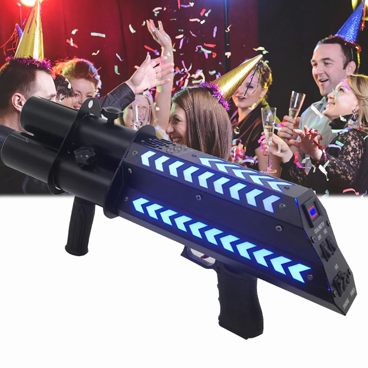 Macchina Cannone Elettrico per coriandoli Lanciatore di coriandoli Pistola Blaster per coriandoli Macchina per Effetti a LED a Effetto scenico Portatile Soffiatore di coriandoli per Natale,A