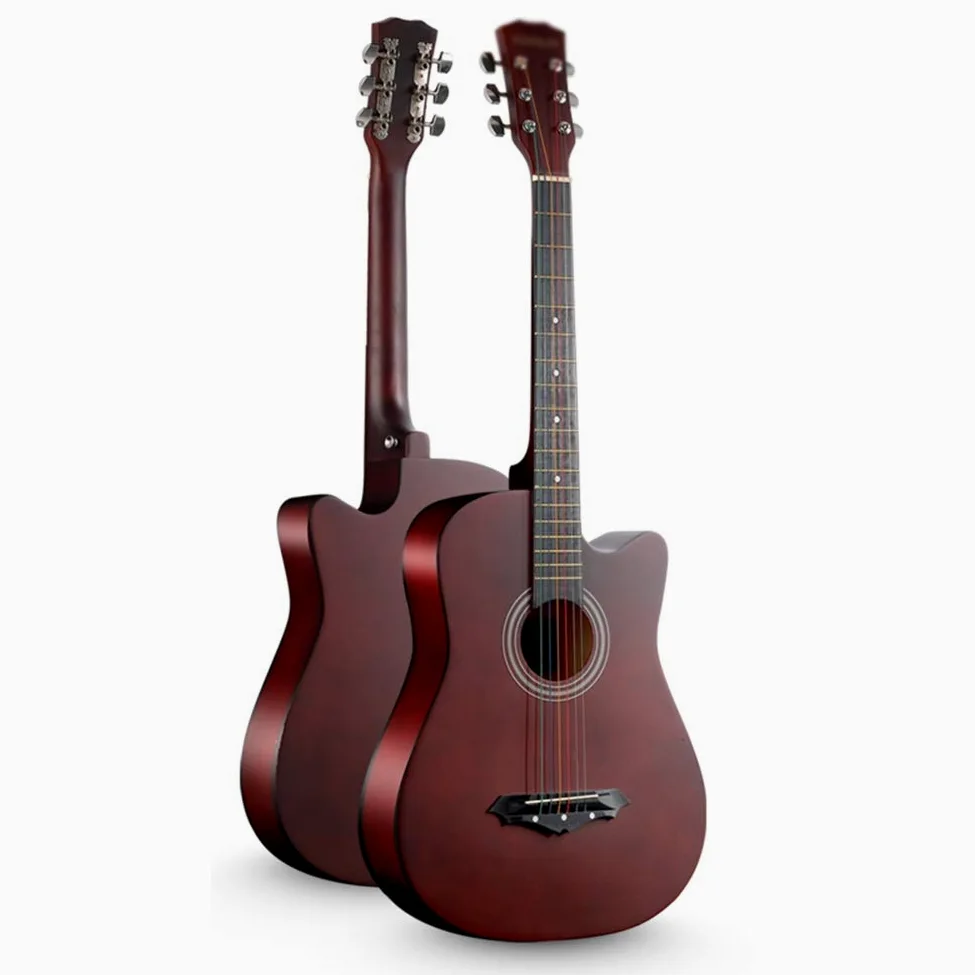 Kit Per Chitarra Acustica Per Principianti, Chitarra Acustica In Legno Con Spalla Mancante Tutorial Elementare Di Chitarra Folk Custodia Per Strumento E Altri Accessori(Vintage colors,41 in)
