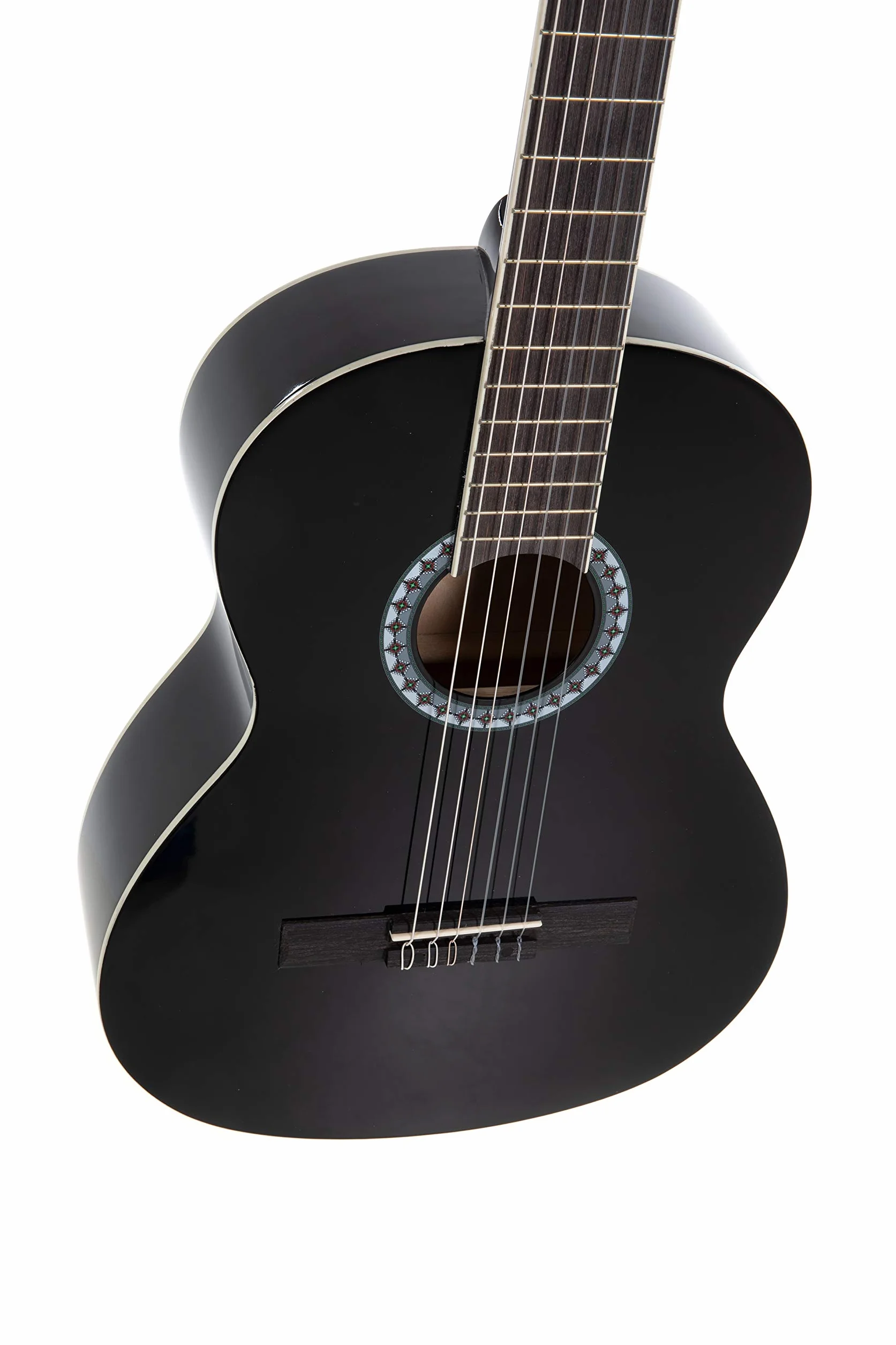GEWA Chitarra classica, Chitarra Basic, corpo tiglio, tastiera in legno di pakka, meccaniche cromate, Set 3/4 nero, inclusa borsa, accordatore, plettri