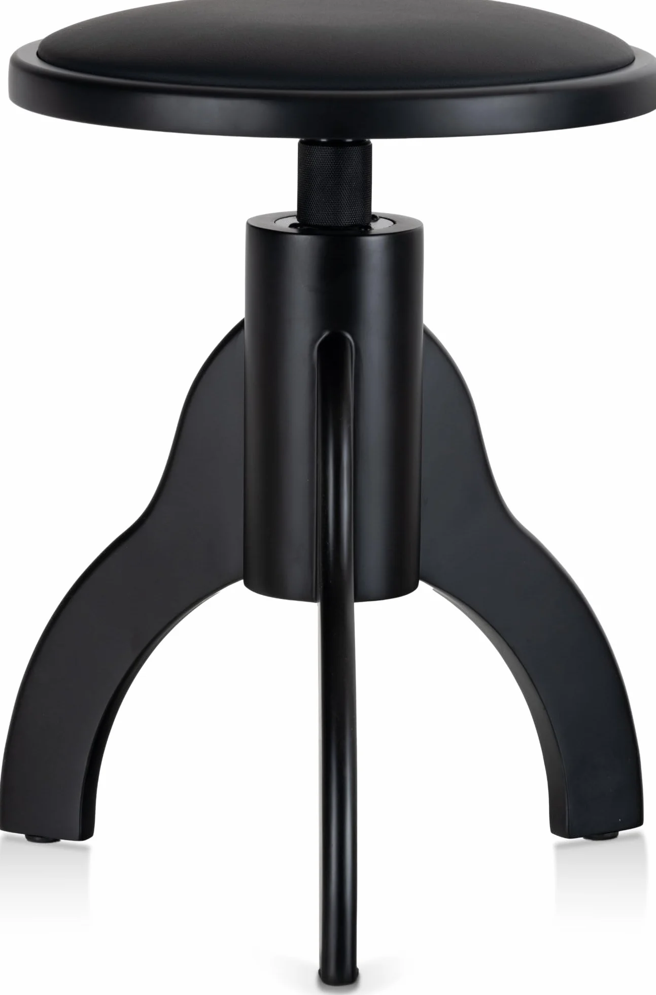 Classic Cantabile Sgabello per Pianoforte - Regolabile in Altezza 47-60 cm - Meccanismo a Vite - Seduta Ø 34 cm - Legno Massello, Rivestimento in Pelle Sintetica - Design Senza Tempo in Nero Opaco