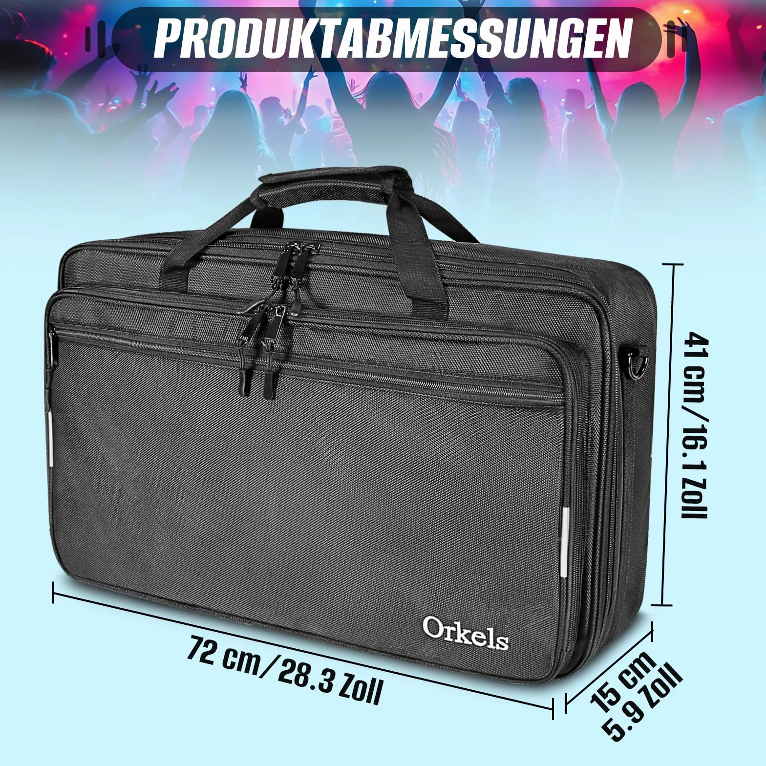 SUNDOY Custodia per DJ compatibile con controller Pioneer – Custodia per il trasporto antiurto con tracolla e scomparti per accessori, Nero, 72x41x15-CM, Tessuto impermeabile