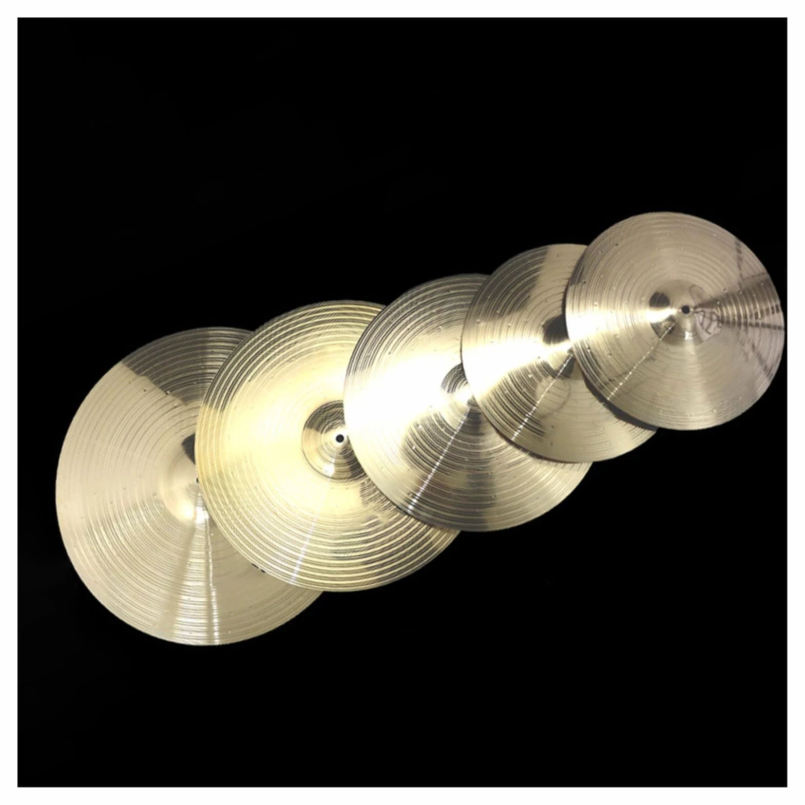 Set di 5 piatti professionali per batteria, realizzati a mano, in lega di ottone, 35,5 cm, Hi-hat da 40,6 cm, crash, 45,7 cm, corsa 50,8 cm, perfetto per pratica e prestazioni