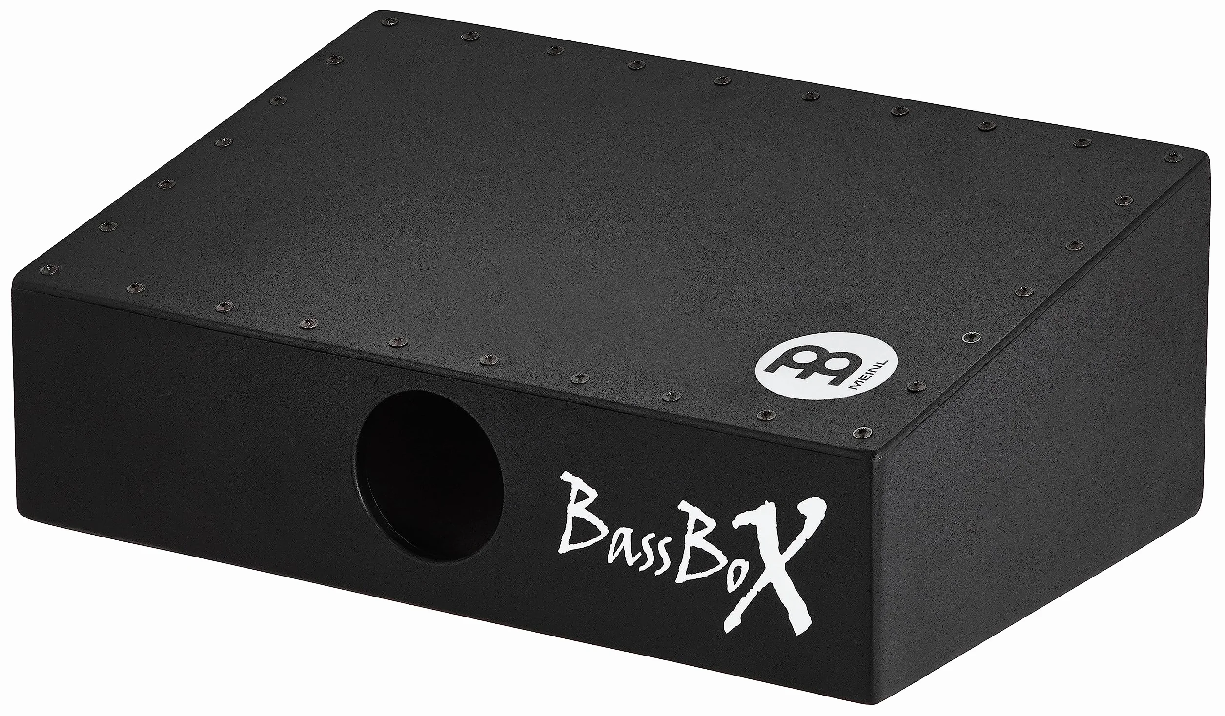 Meinl Percussion Bassbox strumento effetto sonoro – strumento a pedale con basso suono – con apertura sonora – battente incluso – betulla baltica, nero (BASSBOX)