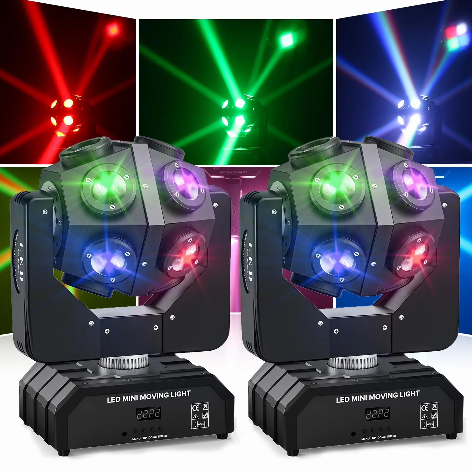 150W Teste Mobili LED RGBW 4 in 1 Moving Head Beam Rotazione a 360°Moving Head Beam Palcoscenico Lampada Sound-attivato Adatto per l'uso domestico nel bar del club della festa di Halloween-2PCS