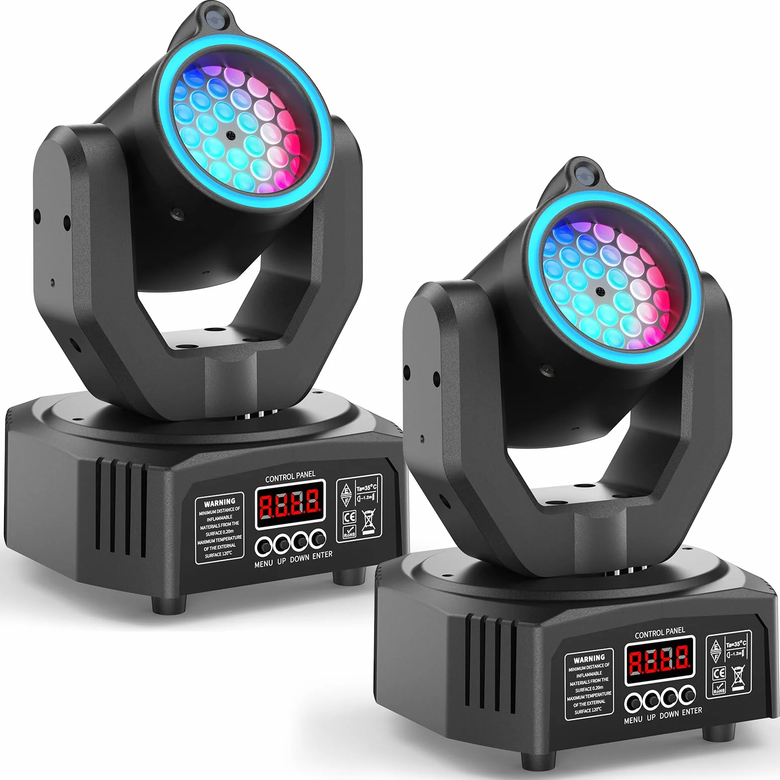 Lira LED 30W Mini Luce Discoteca Dot Beam a Testa Mobile, Set di luci LED RGB con Telecomando Luce Effetto Gobo con Apertura DMX512 per Scena Party Club DJ 2PCS