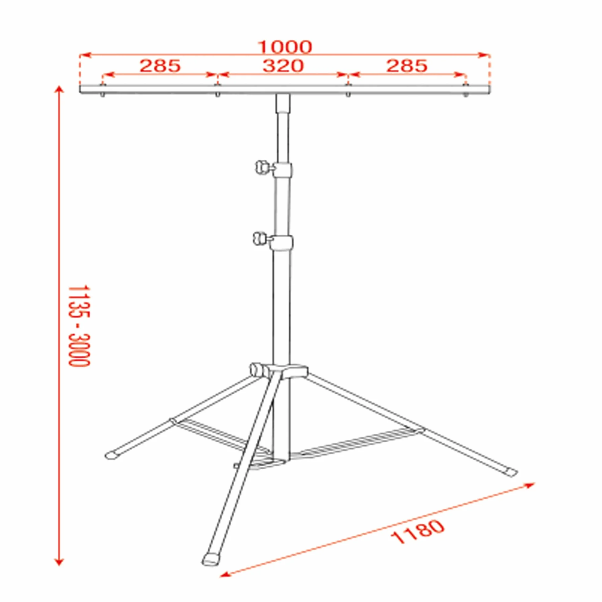 Showtec Metal Medium Lightstand Supporto Stativo Luci Strobo Treppiedi T-Bar