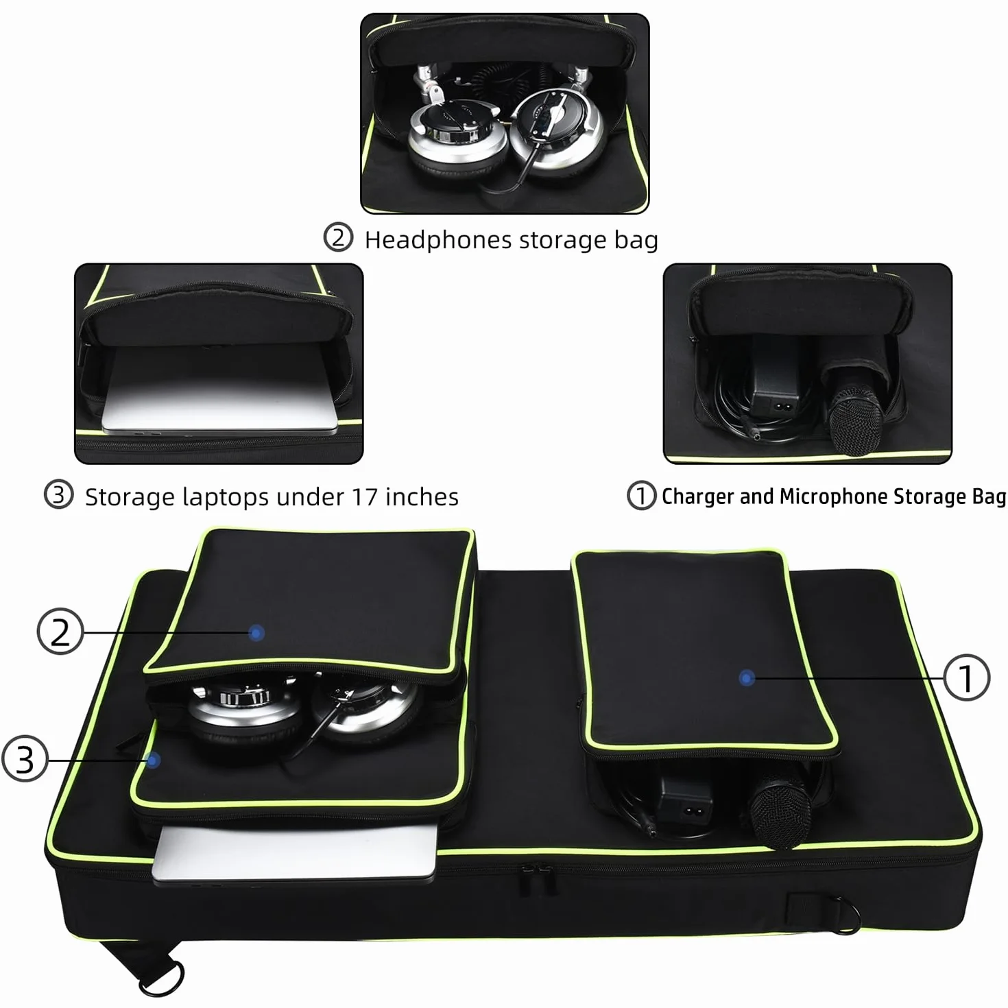 Consolle DJ Borsa Custodie per AlphaTheta DDJ-GRV6,per Pioneer DJ DDJ-FLX10/DDJ-1000SRT/DDJ-1000 DJ Controller,Custodia Viaggi Portatile con Tracolla,Borse per Cuffie,Tablet,Cavo
