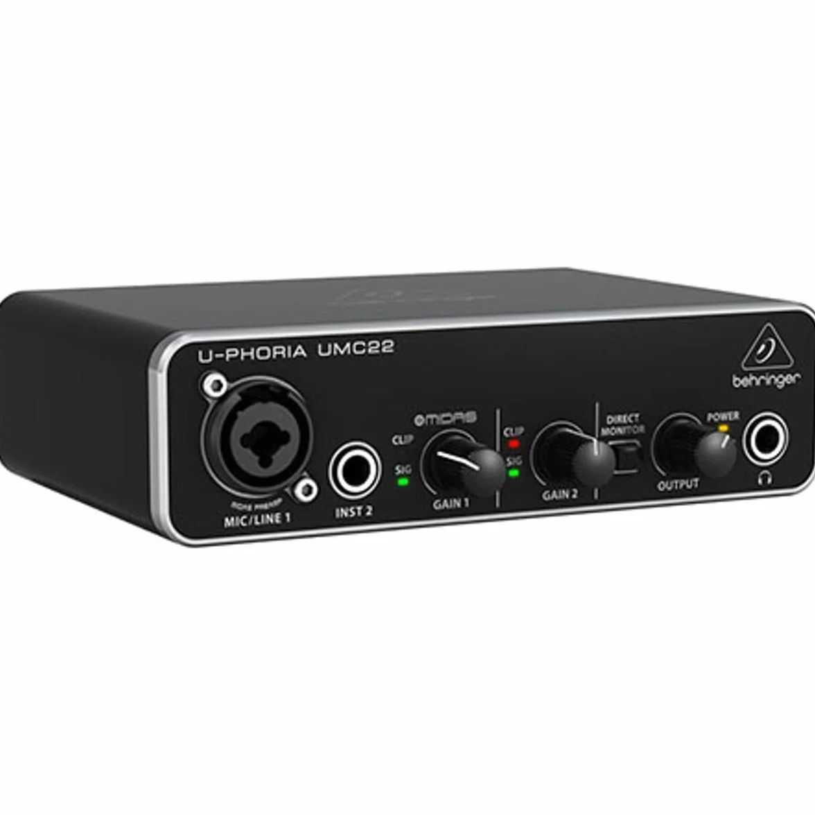 Behringer UMC22 2x2 USB Audio Interface, 48 kHz, MIDAS Mic Preamplifier