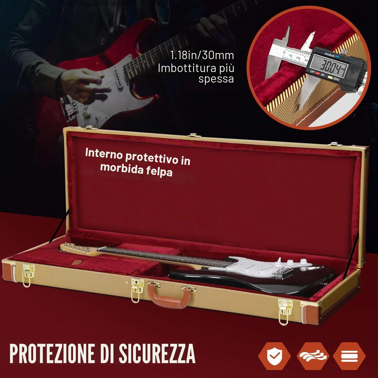 CAHAYA Custodia Rigida per Chitarra Elettrica: Borsa Stratocaster Telecaster con Compartimento Interno - Astuccio ST per Principianti