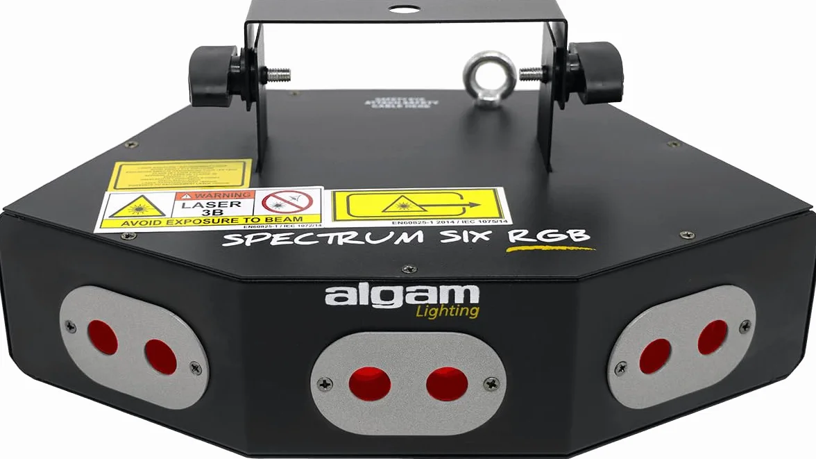 ALGAM LIGHTING - SPECTRUM SIX RGB - Laser d'Animazione 6 Raggi 360mW RGB - Laser Class 3B - IP20-300 x 210 x 140 mm