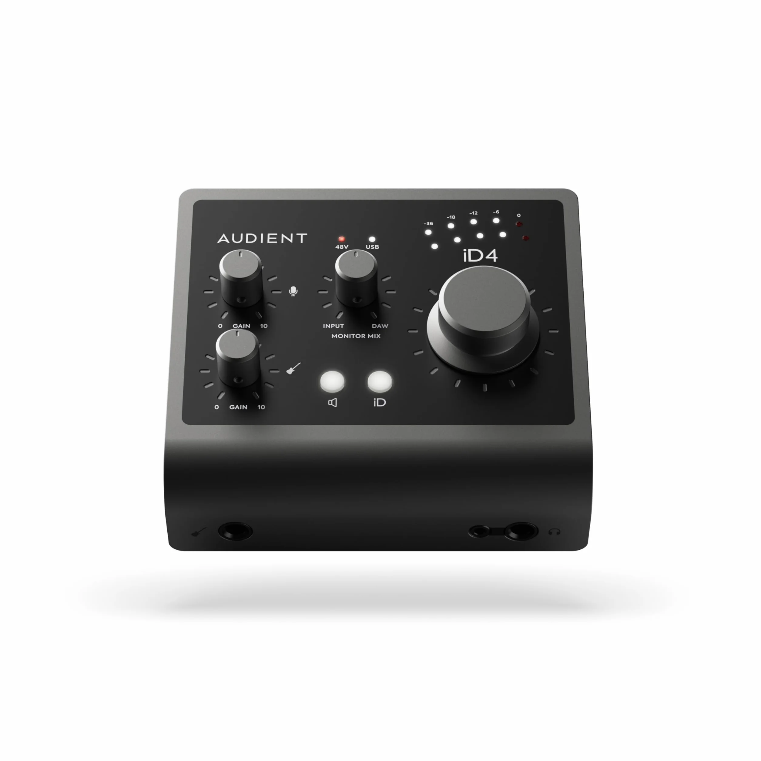 Audient Interfaccia audio iD4 MKII, Preamplificatore per microfono da console di classe A (USB-C ad alta velocità, funzione Monitor Mix e Monitor Panning, compatibile Mac/PC/iOS), nero