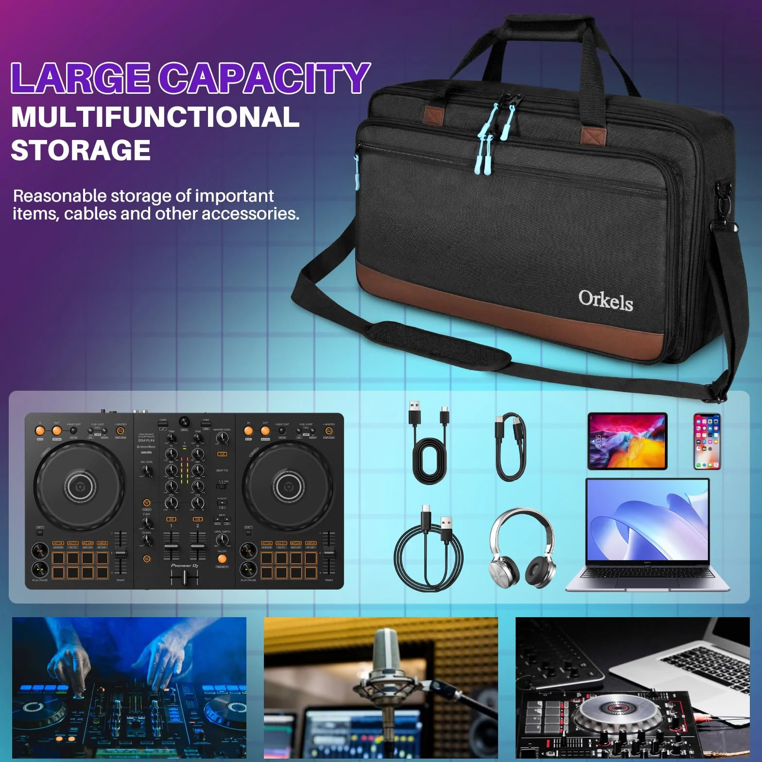 SUNDOY Custodia per controller DJ Pioneer/Demo/Numark/Hercules, Nero , M-60x12x39-CM, Borsa per il trasporto del controller DJ
