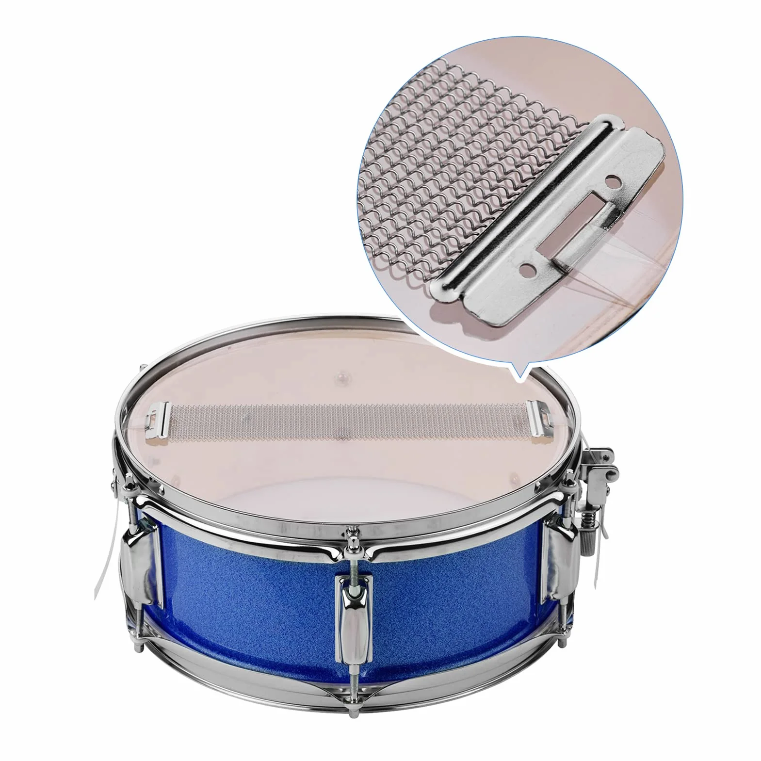 Rullante - Tamburo Sunydog da 12 pollici, pelle per rullante con bacchette, tracolla, chiave per batteria, set di rullante per studenti e principianti, banda musicale, tamburo da marcia (blu)