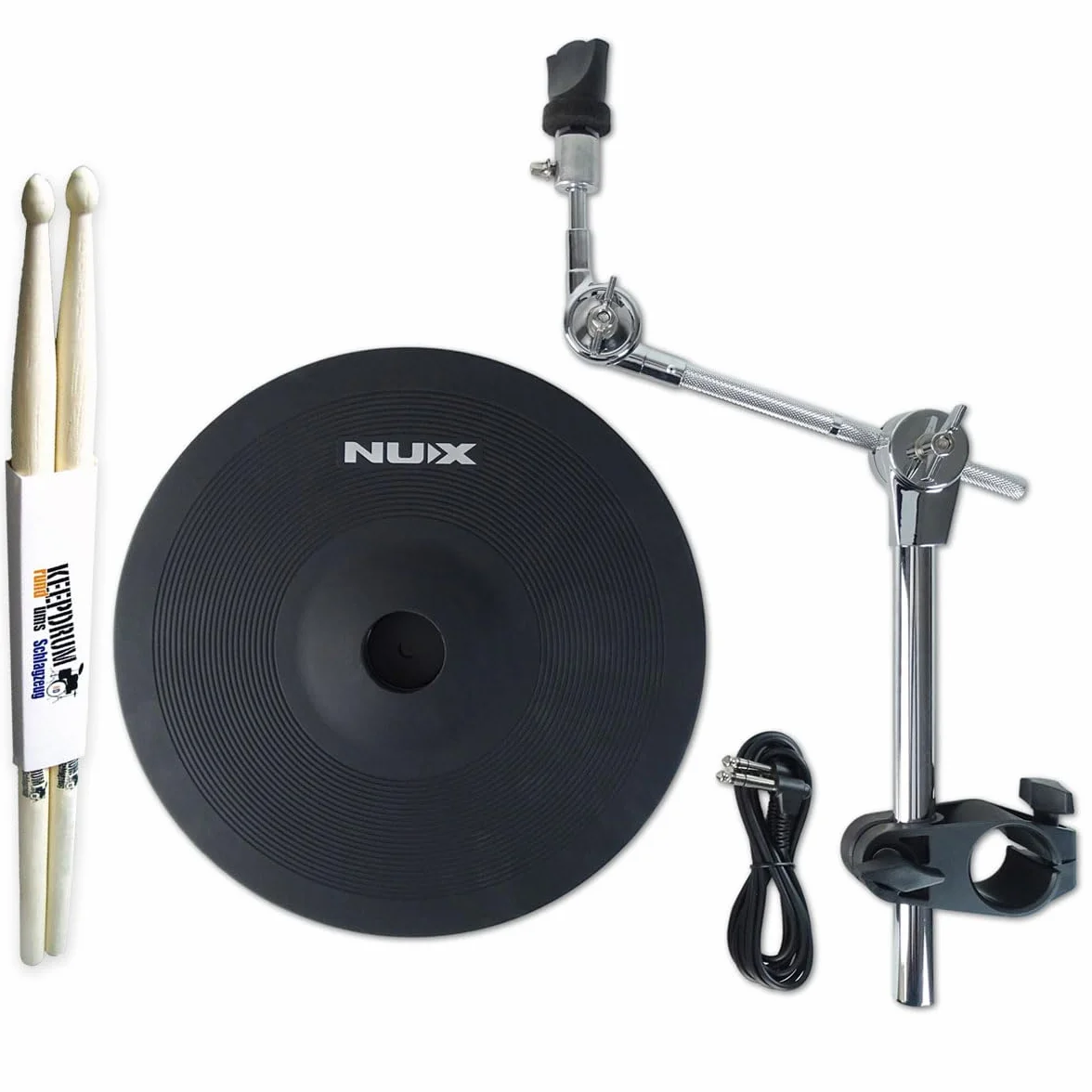Nux DM8 - Set di piatti E-Drum da 12", con supporto e bacchette keepdrum