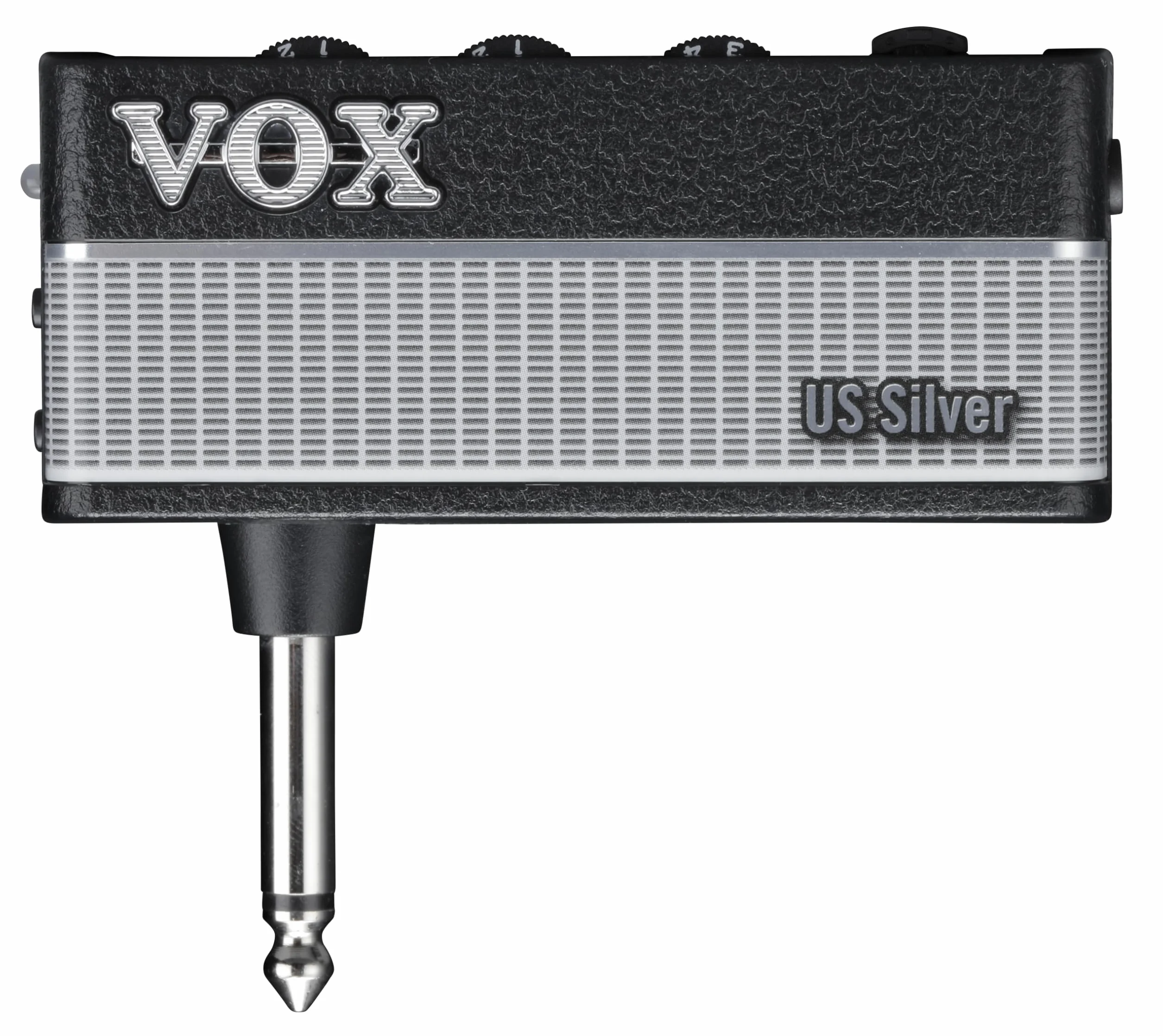 VOX - AMPLUG 3 US SILVER Mini Amplificatore Portatile Chitarra Elettrica,Suono Ispirato a Twin/Bandmaster,Effetti Tremolo/Chorus/Delay/Reverb, 2 Canali, Controlli Gain/Tone/Volume,Uscita Cuffie+Aux In