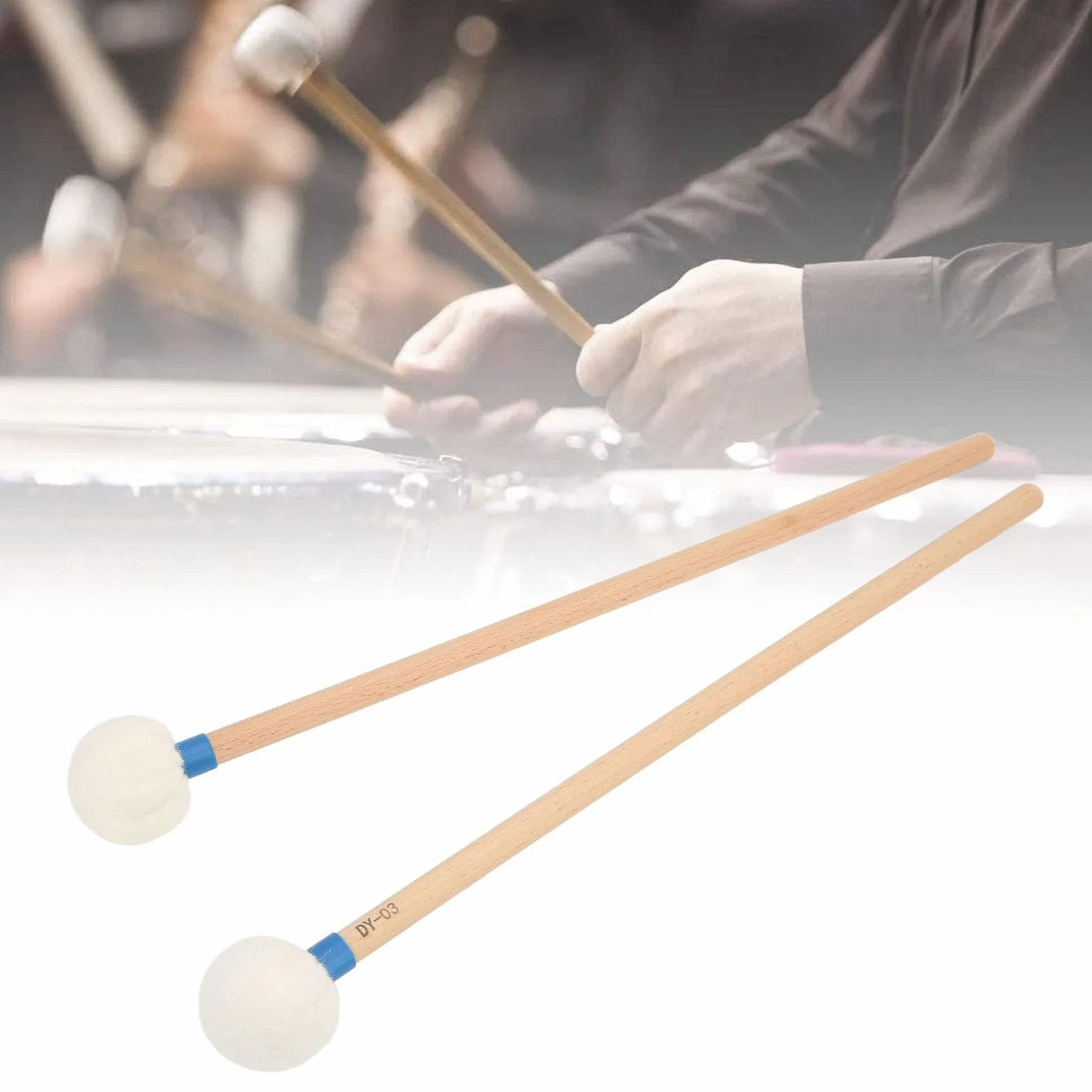 Bacchette per Batteria Multiuso con Testa in Feltro – Accessori per Grancasse, Timpani e Rullanti – 2 Pezzi (Blu)